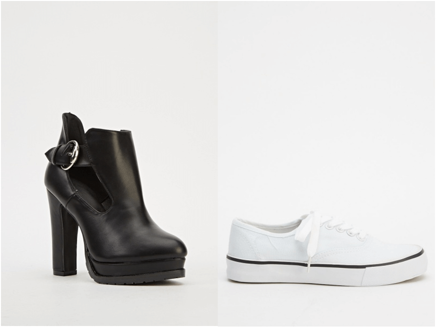 Black High Heel & White Sneaker 