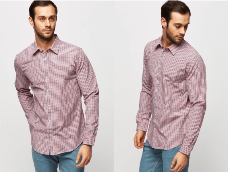 men's red checked formal shirt