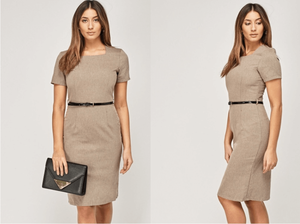 taupe fitted dress