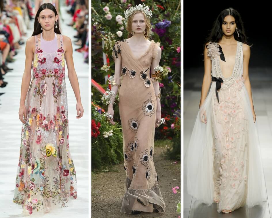 blush floral spring summer dresses trend runway Valentino Marchesa Rodarte