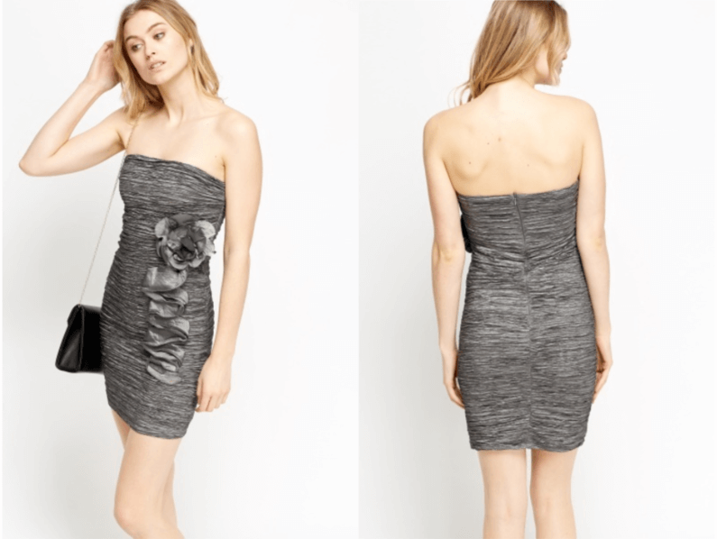 ruched corsage bodycon dress
