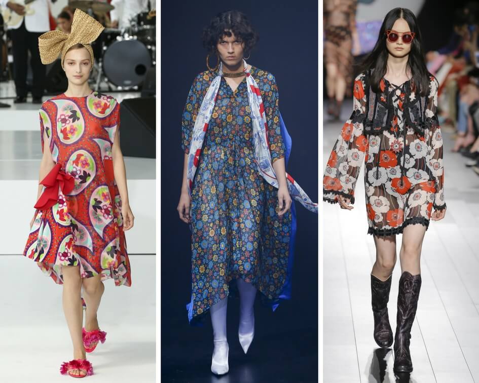 folk floral print dresses runway trend summer 2018