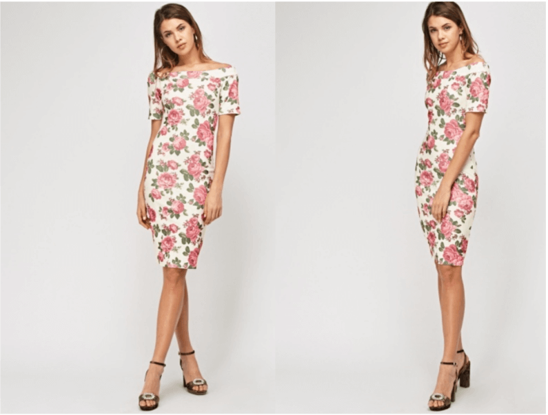 rose print floral bardot dress