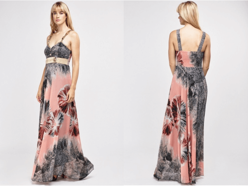 printed women's maxi dress wedding guest outfit ideas
