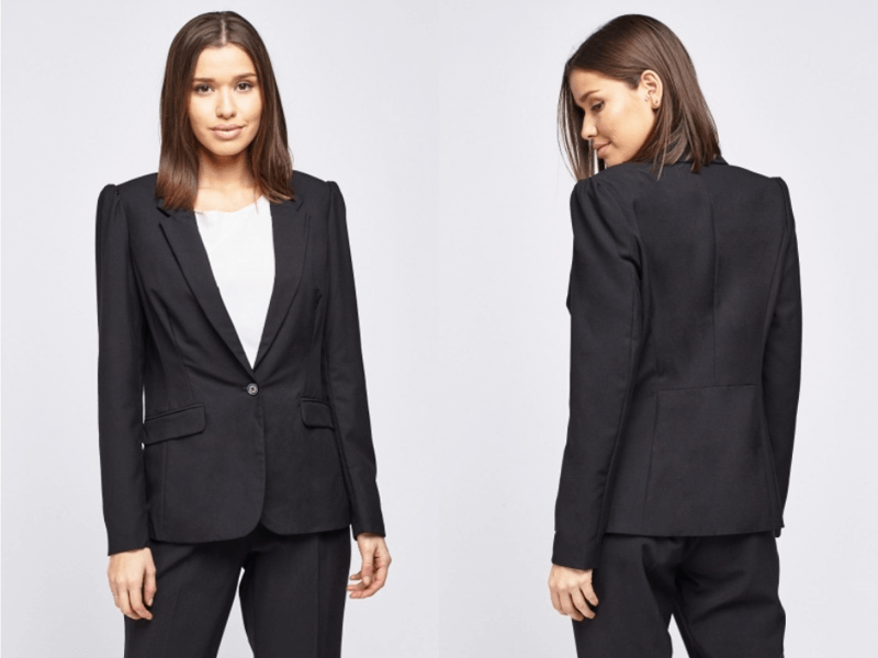 women's black tailored button front blazer Royal Ascot fashion trouser suit