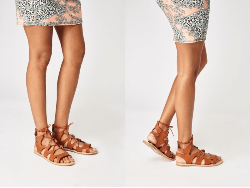 lace up tan women's sandals