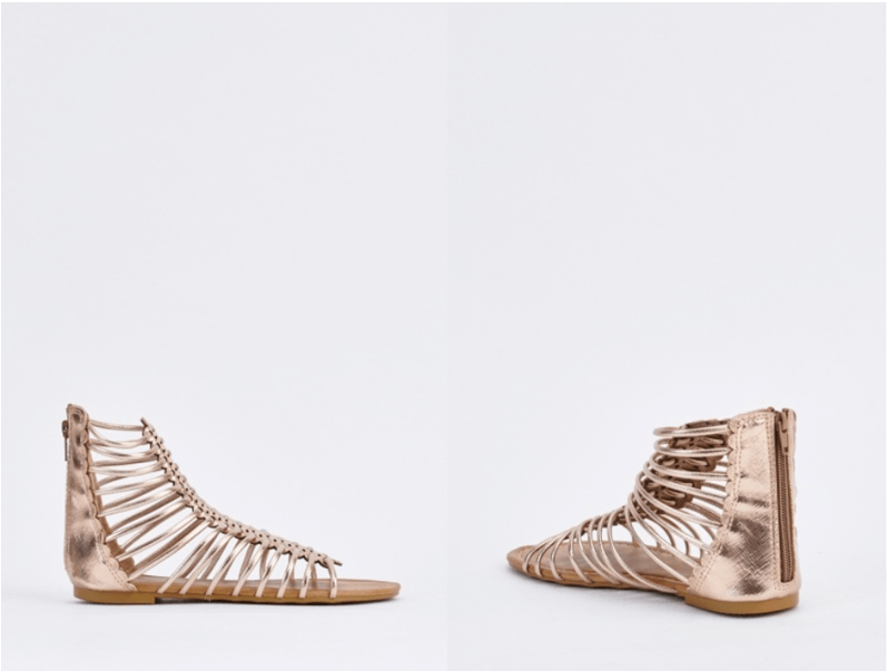 rose gold metallic women's flat sandals day-to-night footwear