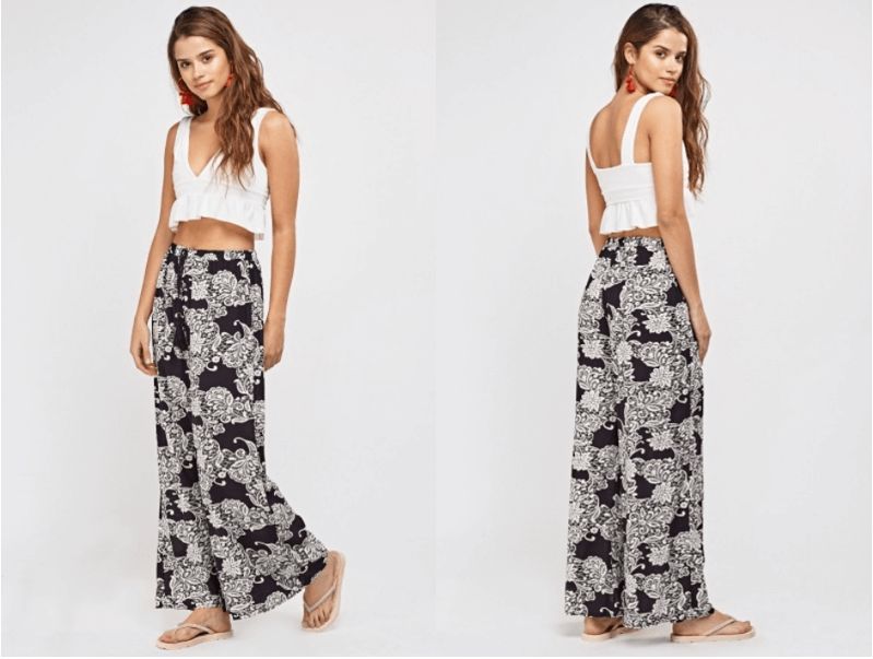 women's paisley print wide leg trousers beach to bar outfits