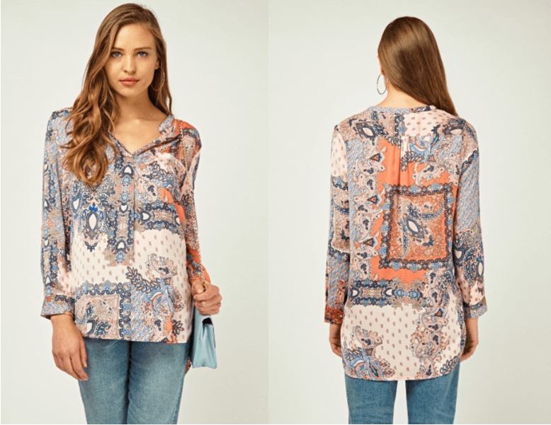 cheap paisley print button-down women's blouse summer staycation inspiration