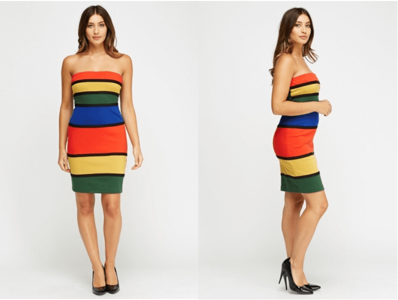 rainbow stripe bandeau dress pride fashion
