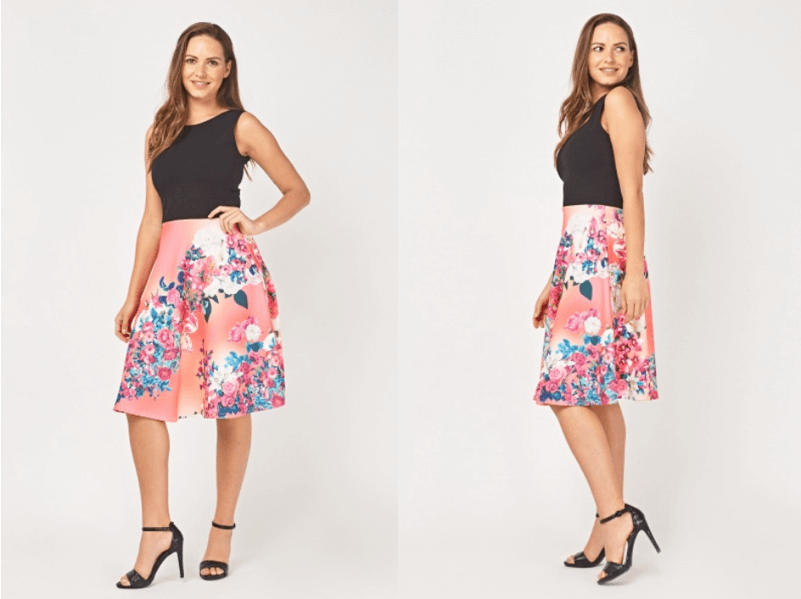 floral contrast midi dress desk to dance floor outfits