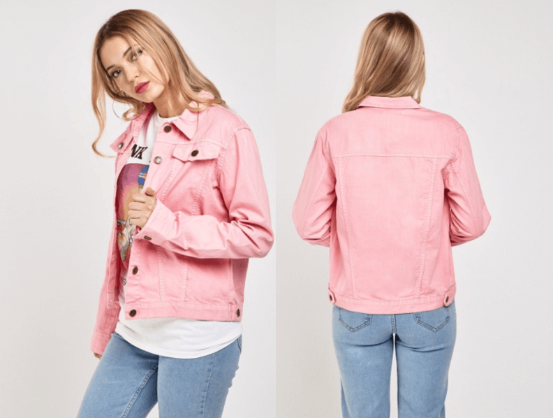 women's pink denim lightweight jacket