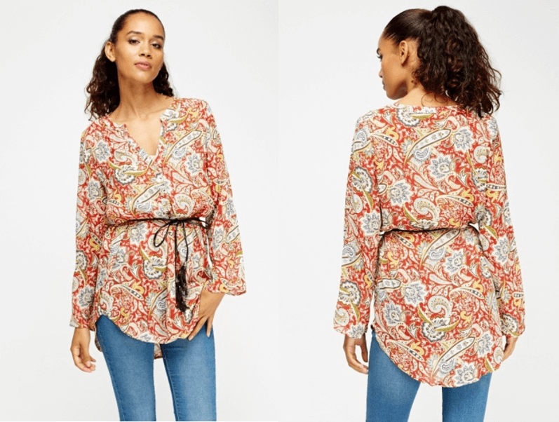 paisley print women's tunic top blouse trans-seasonal prints