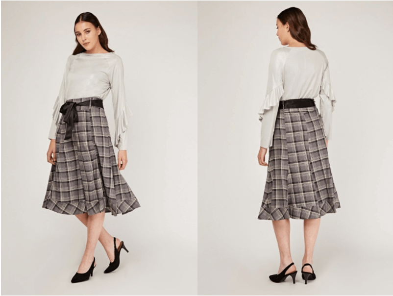 women's tartan midi skirt autumn fashion trends