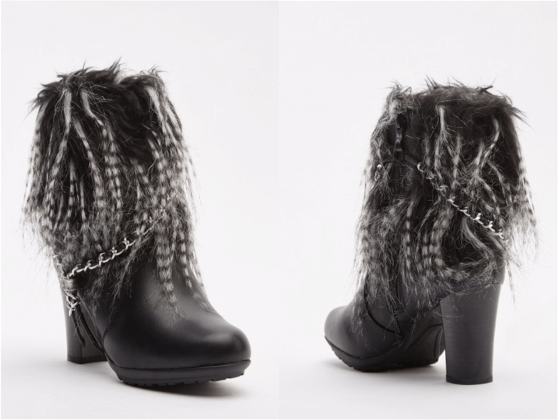 Chain faux fur trim ankle boots Halloween outfits