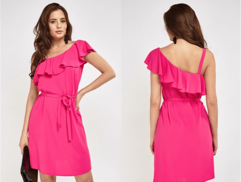 pink one shoulder dress for women