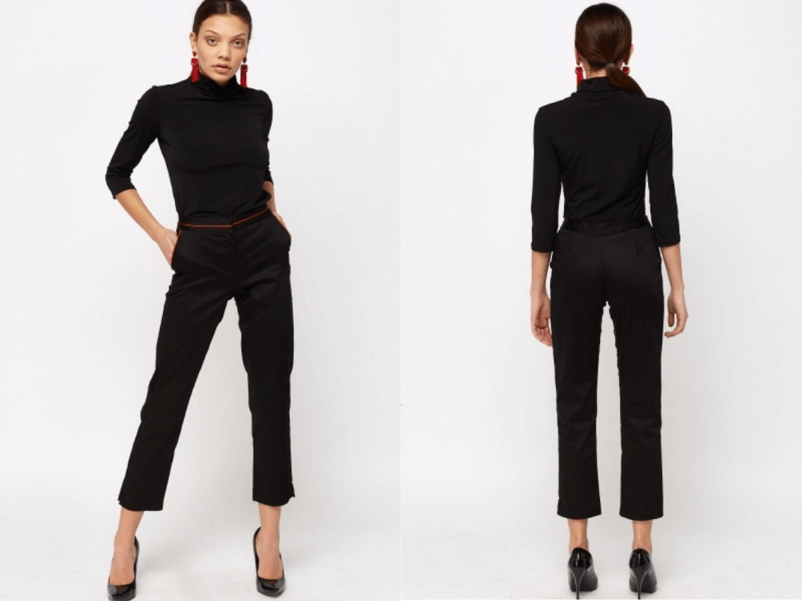 women's cheap black tailored cigarette trousers smart casual fashion