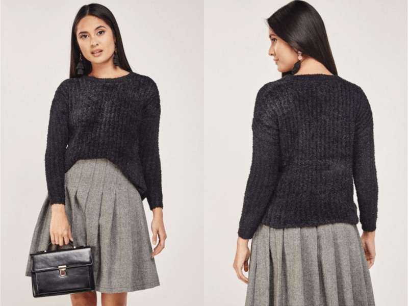 women's cheap fluffy knitted jumper French tuck how to style knitwear