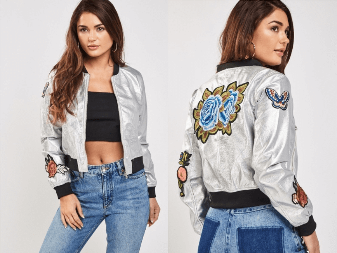 women's cheap metallic embroidered bomber jacket Christmas New Year party fashion