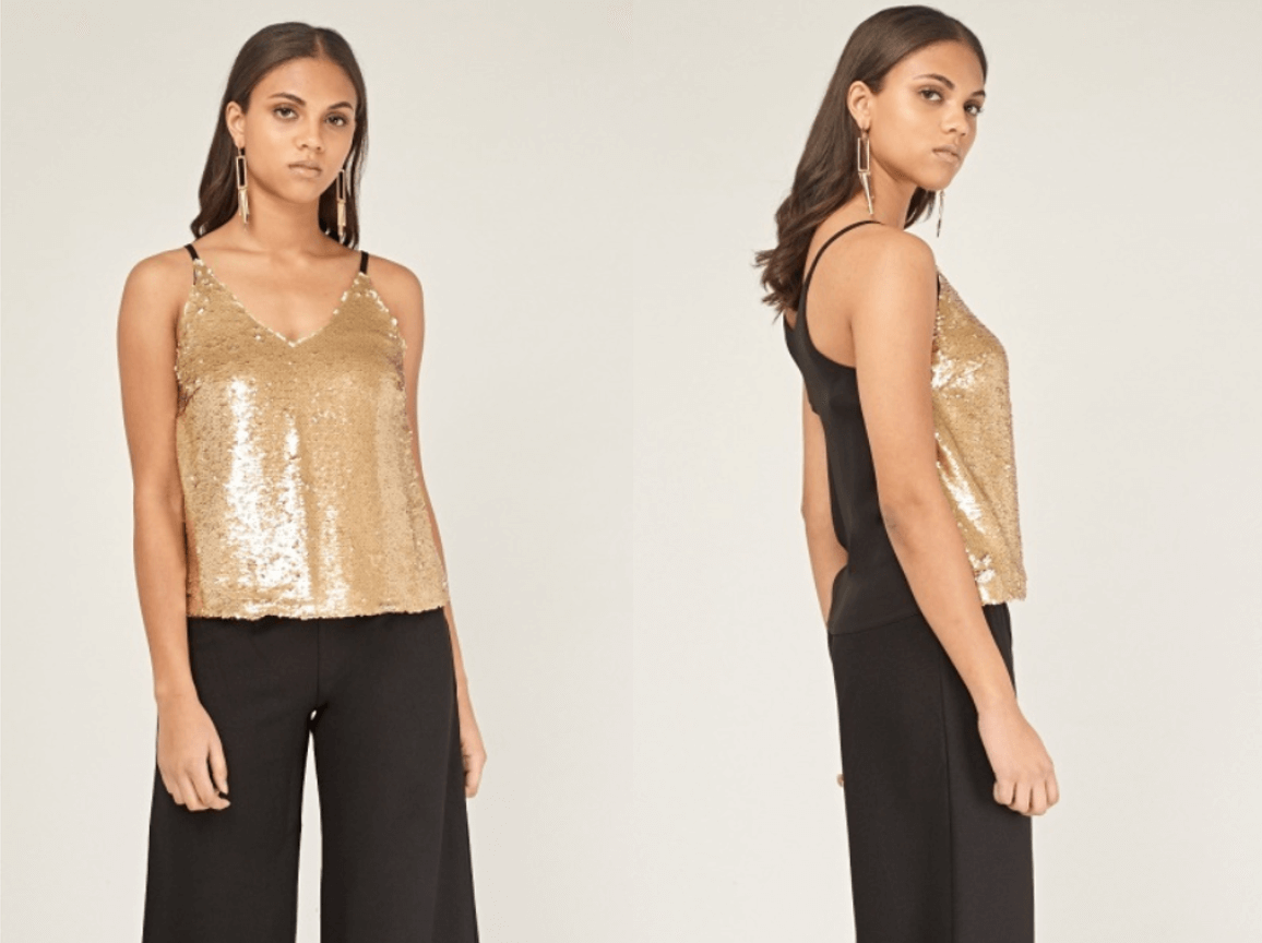 women's gold sequin vest top Christmas New Year party fashion