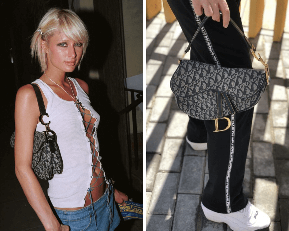 Dior saddle bag noughties fashion comeback trends micro logo handbags