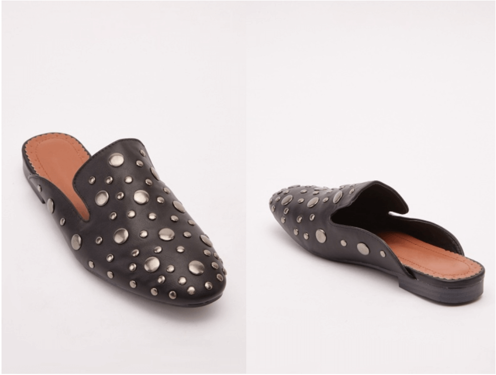 women's cheap leather studded mules flat shoes capsule wardrobe
