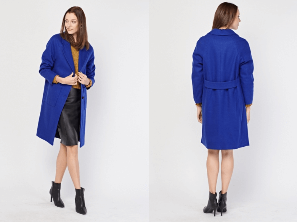 women's blue oversized cocoon coat staple capsule wardrobe