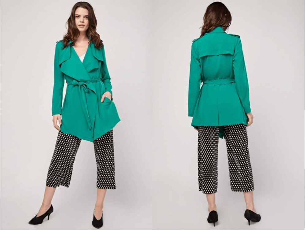 women's cheap green belted trench coat St Patrick's Day fashion