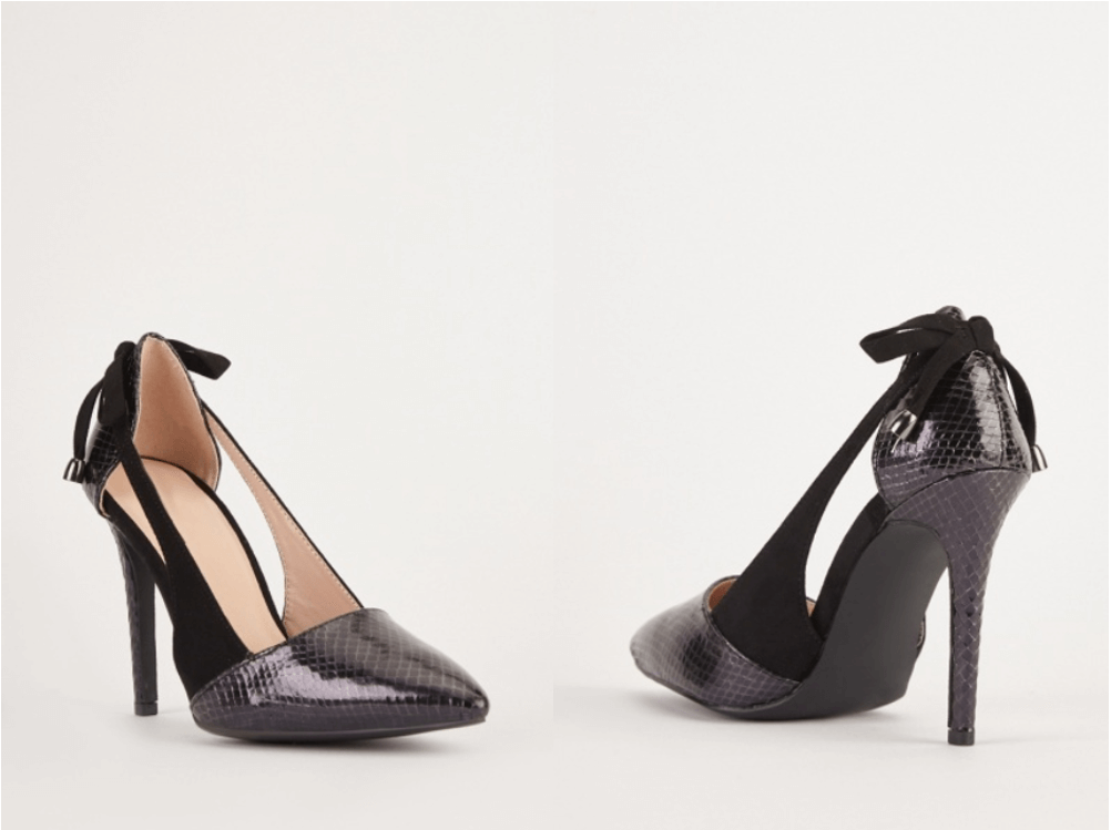 women's cheap mock croc heeled court shoes
