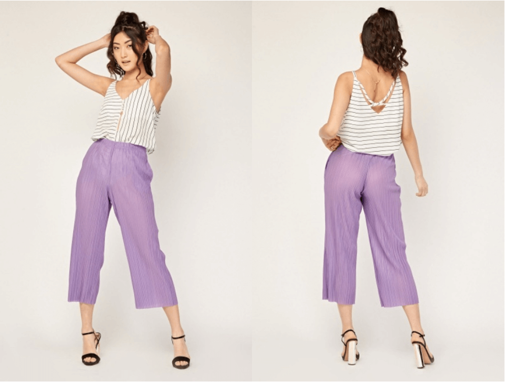 women's cheap crop lilac plisse trousers pastels spring trends
