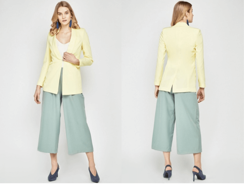 women's lemon yellow pastel blazer jacket spring trends