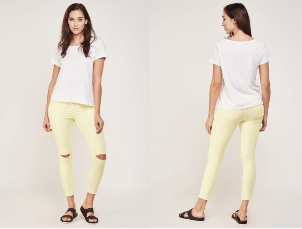 women's cheap yellow distressed jeans