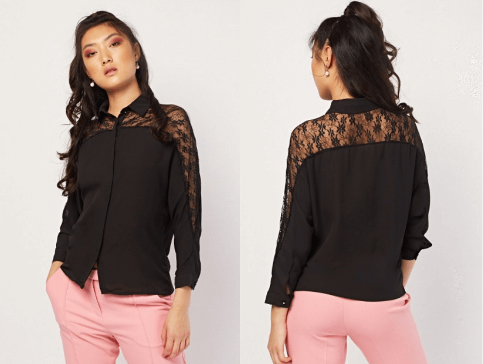 women's lace inset chiffon blouse modern tailoring 