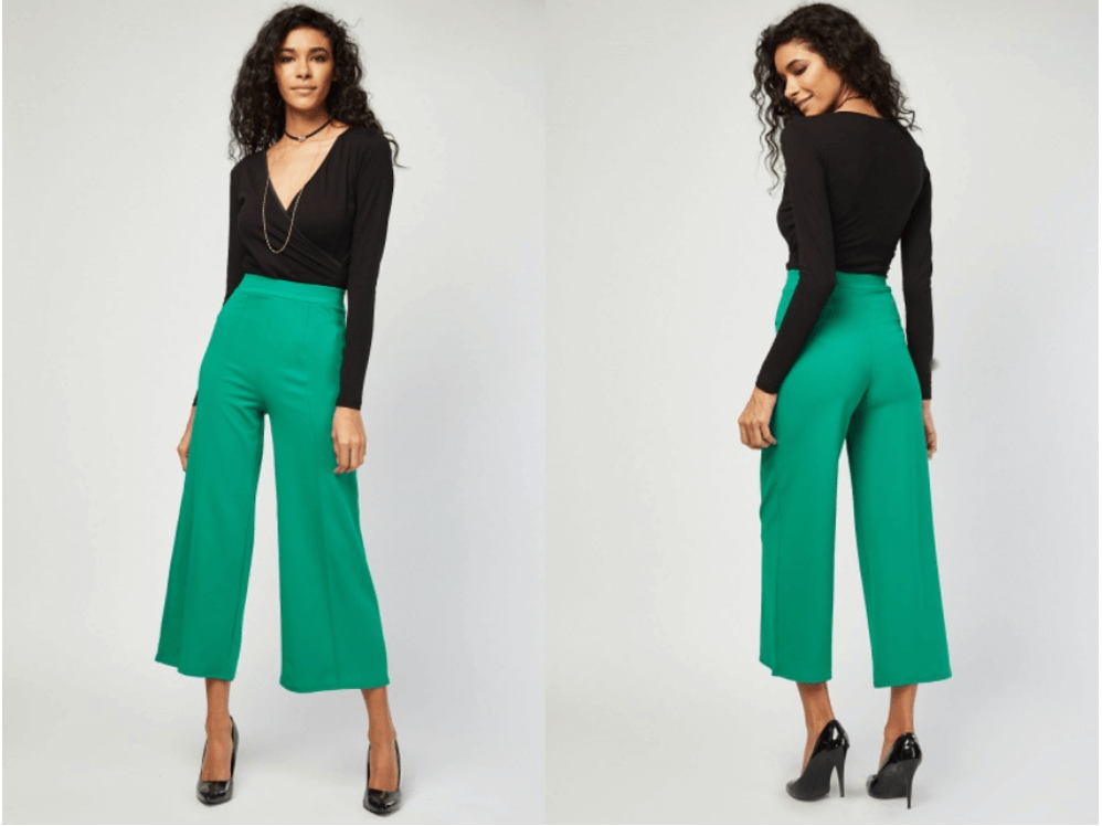 women's green cheap wide leg trousers tailoring trend