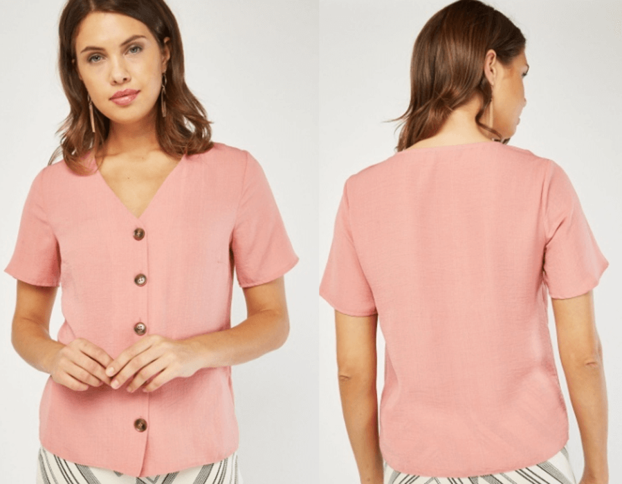 Dusty Pink Button Front Blouse