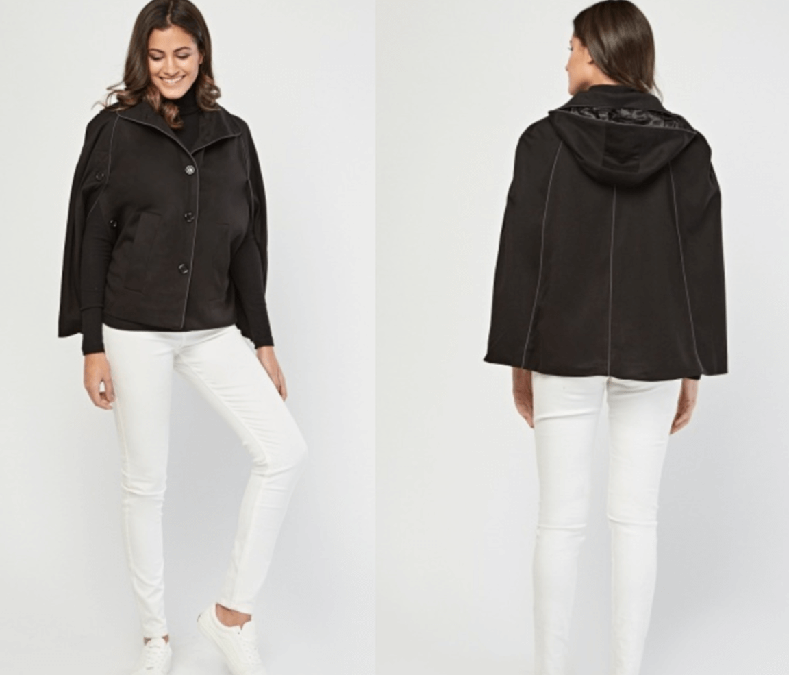 Hooded Button Front Cape