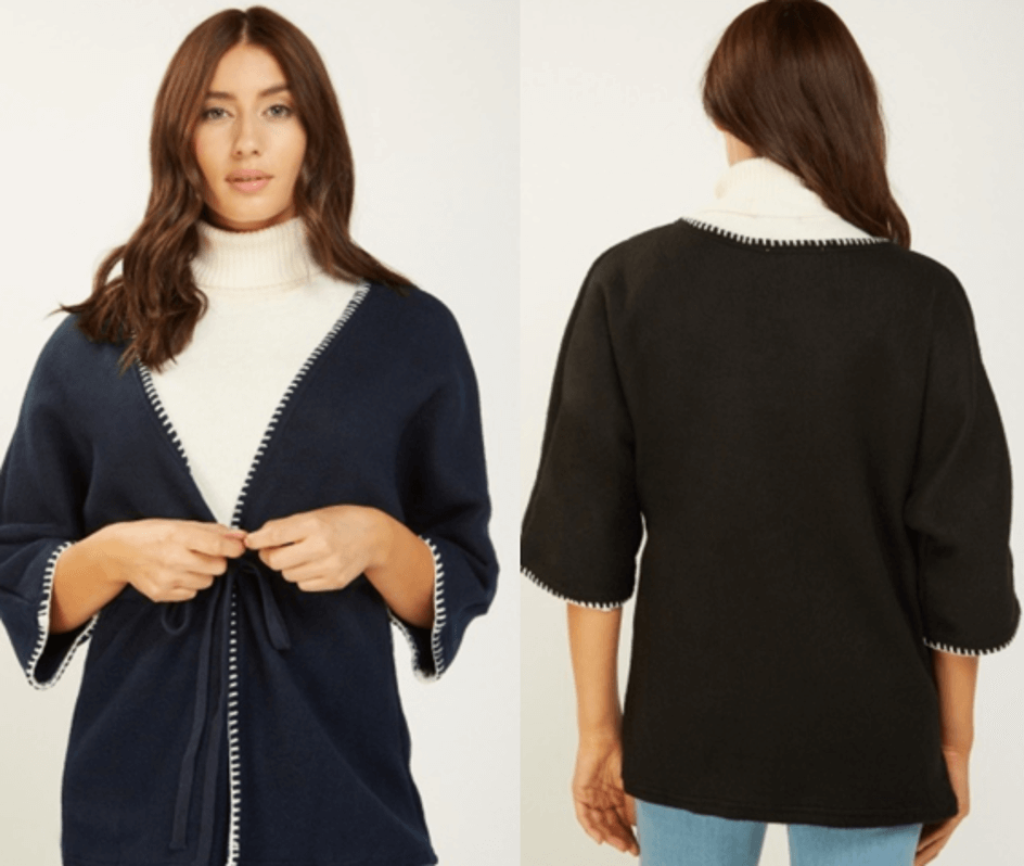 Stitched Trim Knitted Cape