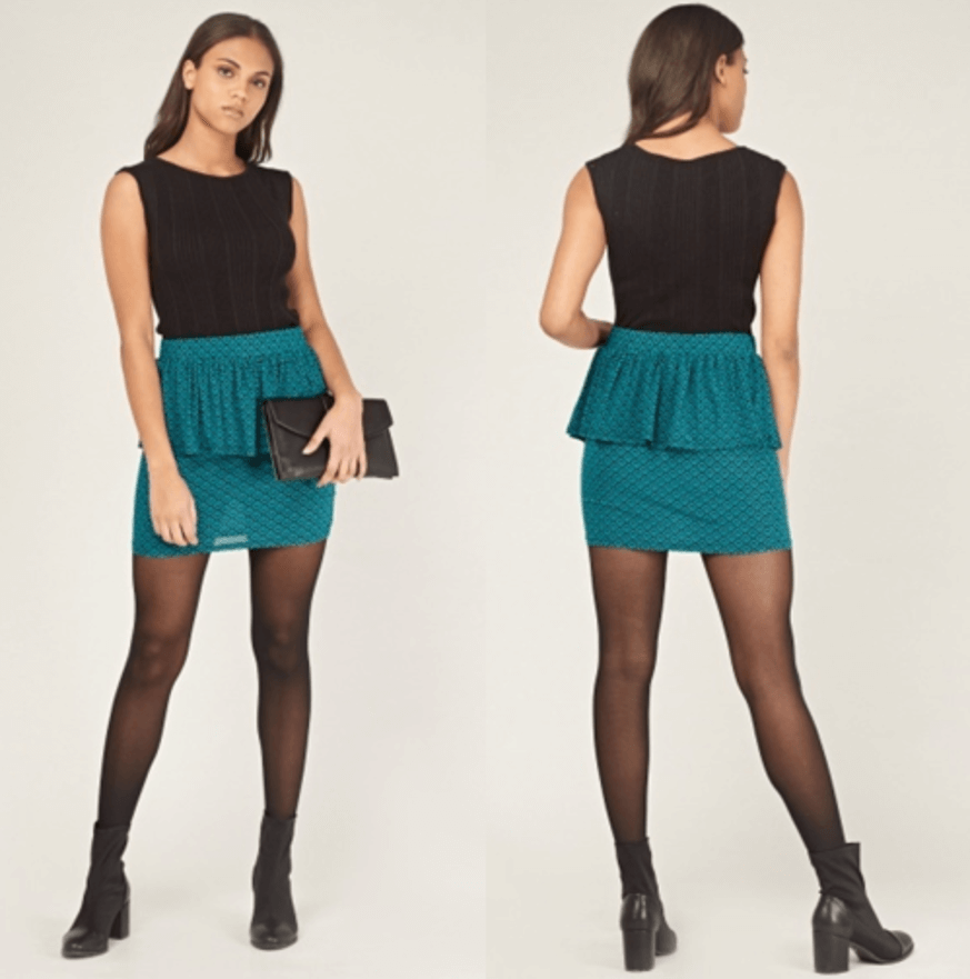 Printed Ruffle Peplum Skirt